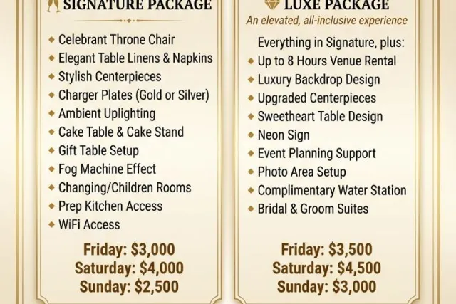 BLISS PAVILION packages and prices