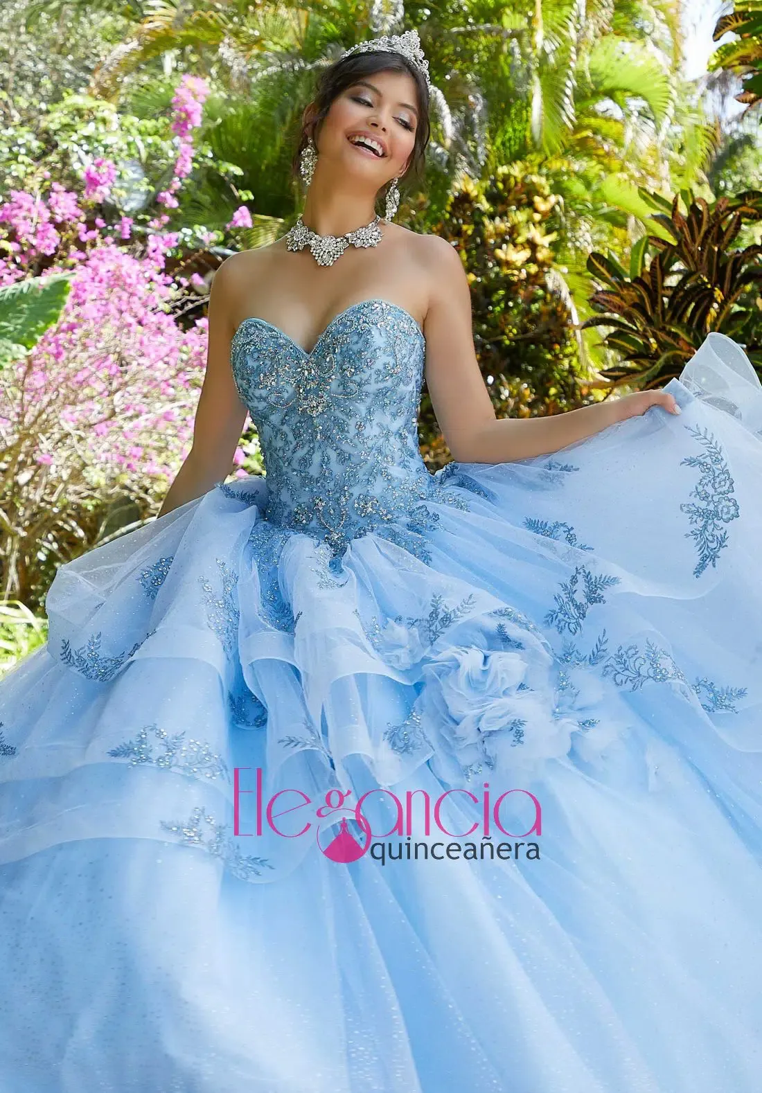 elegancia formal wear light blue quinceanera dresss