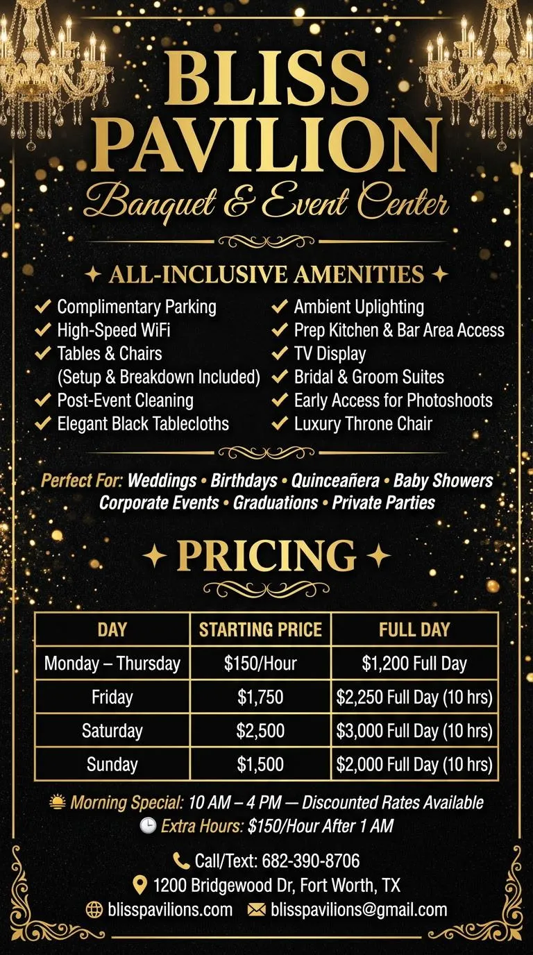 BLISS PAVILION packages and prices